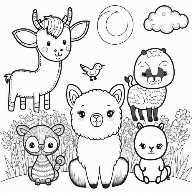 Farm Animals Childrens Coloring Books Midjourney Prompt