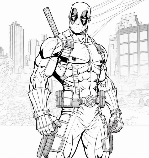 chibi deadpool coloring pages